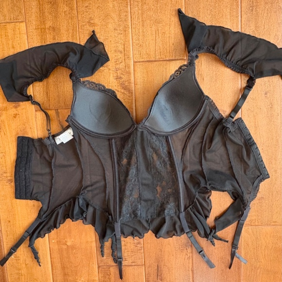 The Escanté Collection Vintage Black Lace Garter Bustier Lingerie Top Size M - Picture 8 of 12